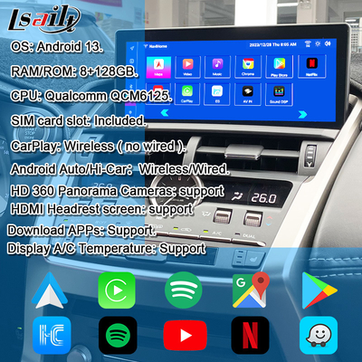 Layar Android Lexus dengan Wireless CarPlay & Android Auto Layar Sentuh 10,25 Inci | Kartu SIM & Tampilan IPS Kamera 360