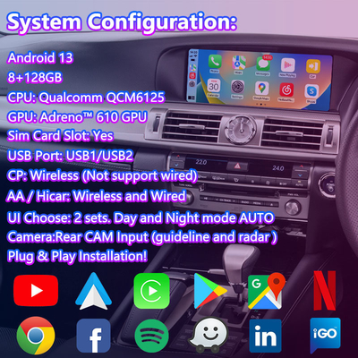 Lsailt 8+128GB Android Multimedia Video Interface untuk 2012-2017 Lexus LS460 LS 600h 460L