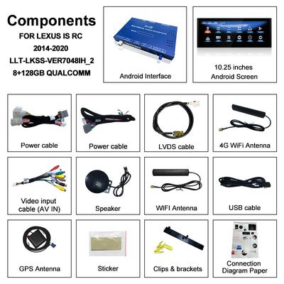 Layar Android Lexus Android 13 Multimedia Display 8 Core Qulcomm untuk LEXUS IS200T IS300H IS350 Mendukung Kontrol Joystick, YouTube, Google Play, CarPlay