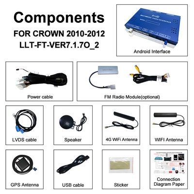 Antarmuka Multimedia Android 13 untuk Toyota Crown S200 URS206 Model 2008-2012 Modul Peningkatan Android Termasuk YouTube, NetFlix, Google Map