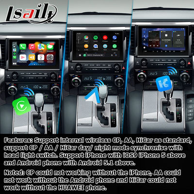 Kotak Carplay android auto gaya OEM murni seri Toyota Alphard Vellfire AH30 model 2015-2022