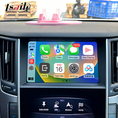 Q50 Q60 OEM Apple CarPlay Modul Peningkatan Integrasi Pencerminan Telepon Seluler, Tampilan Suhu AC, Google Map, Spotify