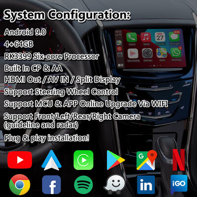 Antarmuka Video Navigasi Android Lsailt untuk Sistem CUE Cadillac ATS 2014-2019 Dengan Carplay