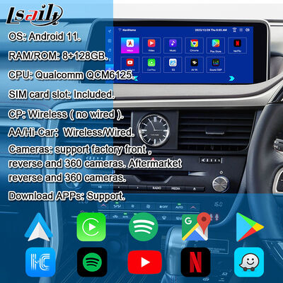 Modul Upgrade Android OEM untuk Lexus RX450h, RX350 RX270 2016-2021 Integrasi Wireless CarPlay, Android Auto, YouTube, NetFlix