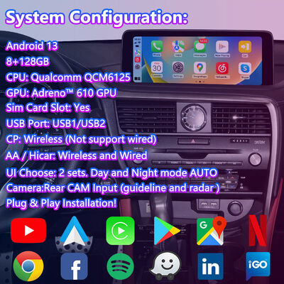 Antarmuka Video Carplay Android Lsailt untuk Lexus RX 300 RX450h RX350L RX450hL RX350 RX300 2019-2022