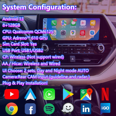 Lsailt Android Car Navigation Multimedia Video Interface untuk Toyota Highlander 2020.