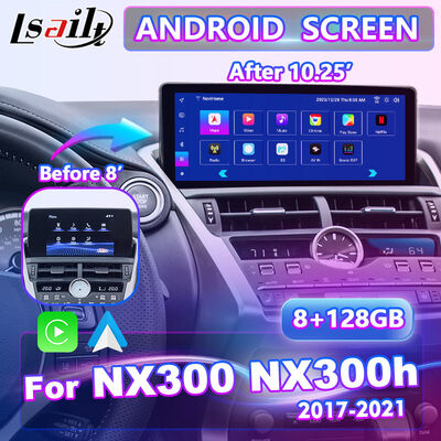 Lsailt Layar Antarmuka Video Multimedia Android Carplay 10.25 Inci untuk 2017-2021 Lexus NX 300h NX200 NX300 NX300h