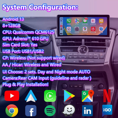 Layar Antarmuka Multimedia Android Carplay Lsailt untuk Lexus NX Knob NX200t NX300h 2014-2017