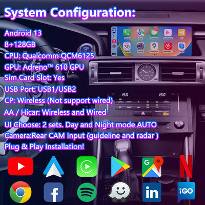 Lsailt 10,25 Inch Android Carplay Multimedia Screen untuk 2013-2020 Lexus IS Knob IS250 IS200t IS300 IS300h IS350