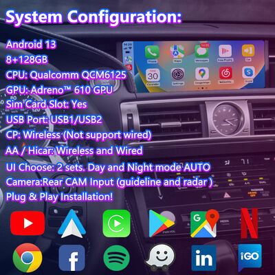 Lsailt Android Carplay Multimedia Screen untuk 2013-2020 Lexus IS 250 IS200T IS300 IS350 IS300h IS250