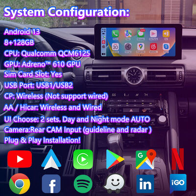Lsailt Android Carplay Multimedia Interface Screen untuk 2020-Present Lexus IS 300h IS300 IS350 IS500 IS300h