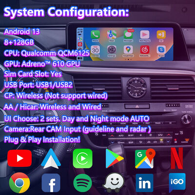 Lsailt Android Carplay Multimedia Interface Screen untuk 2016-2019 Lexus RX Knob RX350 RX450h RX200t RX300
