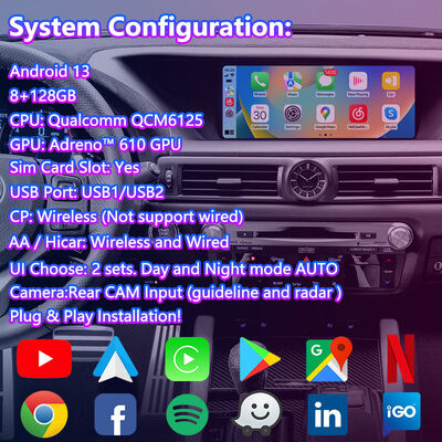 Layar Multimedia Android Carplay Lsailt untuk 2012-2020 Lexus GS 200t GS300h GS250 GS350 GS450h GSF GS200t