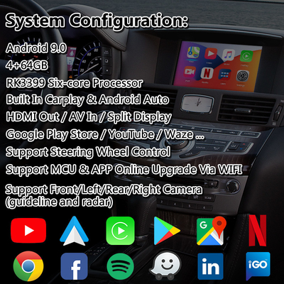 4 + 64GB Android Navigasi Antarmuka Video Multimedia Untuk Infiniti M37 M35 M25 Y51 2010-2013