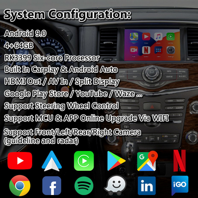 Lsailt 4+64GB Antarmuka Video Android Carplay Nirkabel untuk Nissan Patrol Y62 2012-2017