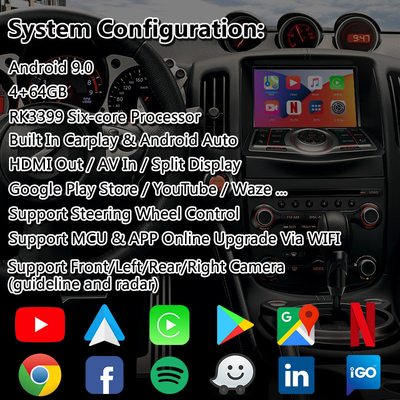 Lsailt 4 64GB Android Antarmuka Video Multimedia Carplay Untuk Nissan 370Z